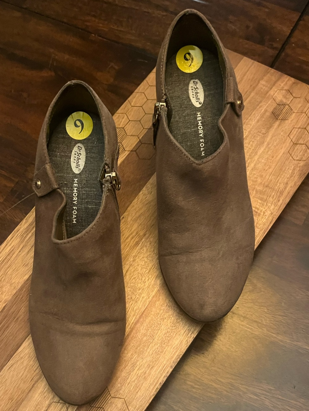 Dr. Scholl’s Memory Foam Brown Suede Heeled Booties